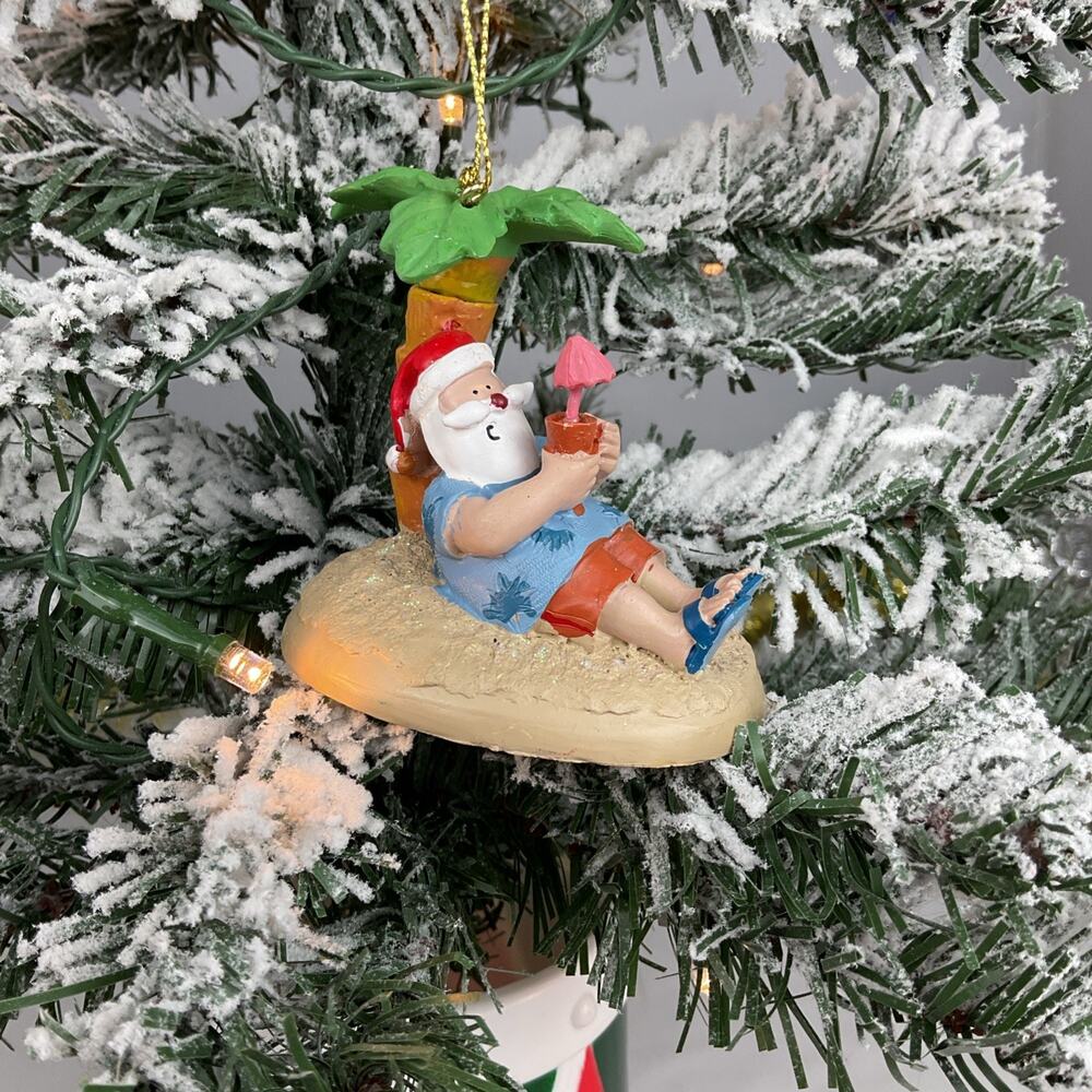 Christmas Ornament- Santa Clause In The Sand At The Beach Ornament-Cape Shore